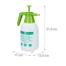Relaxdays, Bianco/Verde Spruzzatore a Pressione da 1,5 l, Ugello Regolabile in Ottone, da Giardino, Pesticidi, PE, 1 Pezzo