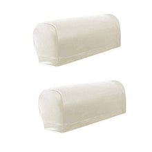 Hanhan, 2 copribraccioli per divano, in pelle sintetica e spandex, per poltrona, copribraccioli elasticizzati, impermeabili, per poltrone, divani, mobili, protezione (bianco)