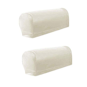 Hanhan, 2 copribraccioli per divano, in pelle sintetica e spandex, per poltrona, copribraccioli elasticizzati, impermeabili, per poltrone, divani, mobili, protezione (bianco)