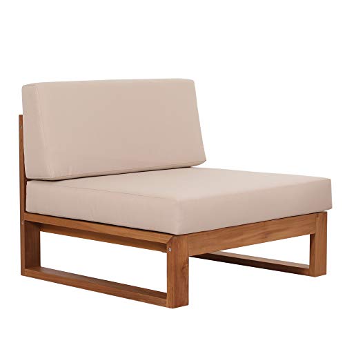 Teako Design Molveno - Poltrona lounge in legno massiccio non trattato, con cuscini in teak, resistente alle intemperie