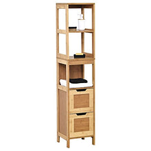 TENDANCE Mahe Armadietto Alto con Struttura in MDF con 2 cassetti e 3 Ripiani, in Legno, Rovere Bianco