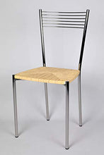 Tommychairs - Set 4 sedie modello Elegance per cucina bar e sala da pranzo, struttura in acciaio cromato e seduta in finta paglia color avorio