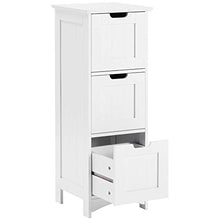 H-CAR Armadietto da Bagno Cassettiera da Terra in MDF Bianco Armadio Alto con 3 cassetti Armadietto Organizer per Montaggio Facile
