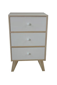 King Home C1708003 Mobiletto 3 Cassetti in Legno di Paulownia con Piedini in KD