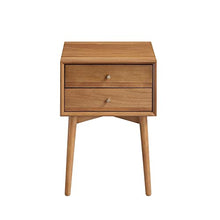 Nathan James 32704 Harper Mid-Century - Comodino in legno di quercia con 2 cassetti, tavolino laterale con contenitore, colore: Marrone
