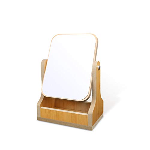 Specchio da tavolo per toeletta Desktop Dressing Specchio, Studio classica in legno specchio rettangolare Ruota alta definizione specchio creativo specchio 26.5 * 17.5CM Specchio per il trucco della s