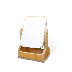 Specchio da tavolo per toeletta Desktop Dressing Specchio, Studio classica in legno specchio rettangolare Ruota alta definizione specchio creativo specchio 26.5 * 17.5CM Specchio per il trucco della s