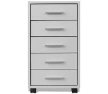 GOTOTOP Cassettiera ufficio con ruote 5 cassetti Bianco,Comodino in legno per Ufficio,33 x 38 x 63 cm
