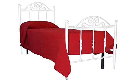 Sedam Srl Letto Singolo, in Ferro BATTUTO, Modello Tiziano, Vari Colori Disponibili (Bianco)