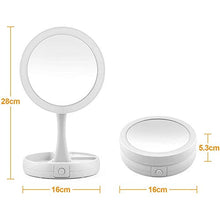 Asffdhley Specchio Trucco 10X Ingrandimento Illuminato Doppio Lato Specchio Trucco LED Bagno Viaggio Pieghevole Per