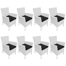 vidaXL Set da Pranzo da Giardino 9 pz con Cuscini Rimovibili Elegante Robusto Mobili Arredi per Esterni Tavolo e Sedie in Polyrattan Bianco Crema