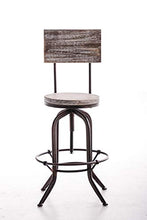 CLP Sgabello Bar Design Industriale Belt In Legno E Metallo - Sedia Rustica Con Schienale Ad Altezza Regolabile 61-74 cm, Colore:bronzo