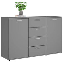 Lasamot Credenza Mobile Laterale Armadio da Cucina Costumista Mobilia Armadio Multiuso Mobiletto del Bagno Truciolare Grigio 120 × 35,5 × 75 cm