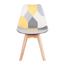 GroBKau, set di 4 sedie da ufficio in lino patchwork con gambe in legno, per casa, soggiorno, cucina, cucina, (giallo, 4)