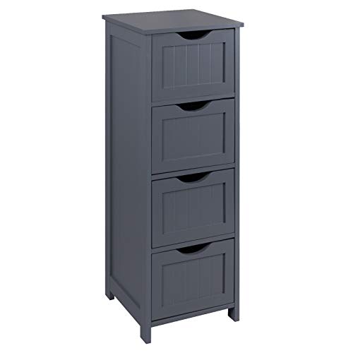 EUGAD 0122WY Mobiletto Grigio Cassettiera Armadietto Bagno Cucina Mobile a Colonna Salvaspazio in Legno