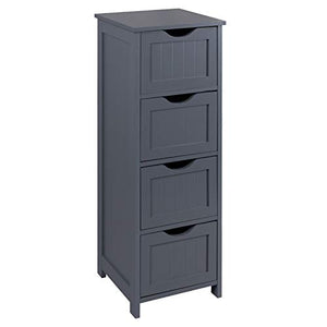 EUGAD 0122WY Mobiletto Grigio Cassettiera Armadietto Bagno Cucina Mobile a Colonna Salvaspazio in Legno