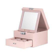 Maverton scatola portagioie con stampa - con specchio - cofanetto portagioielli personalizzabile - in similpelle - rosa - 16x16x11cm - idea regalo lei - sogno