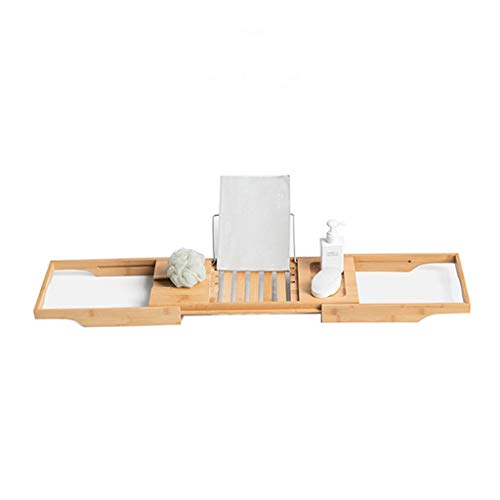 AnnYGJ Vaschetta da Bagno in bambù, Vasca da Bagno Vassoio Posto Retrattili Scaffali Vino E Scaffali Tablet Vasca da Bagno del Supporto di Candela, per La Casa Stanza da Bagno Dell'hotel, 70-106x22cm