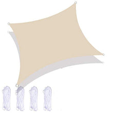 Ikaif Vela Tenda da Sole, di Protezione Rettangolo Tenda Impermeabile di Protezione UV, Summer Beach Garden Outdoor Struttura, con 4 Tie Corde (2X2m,Beige)