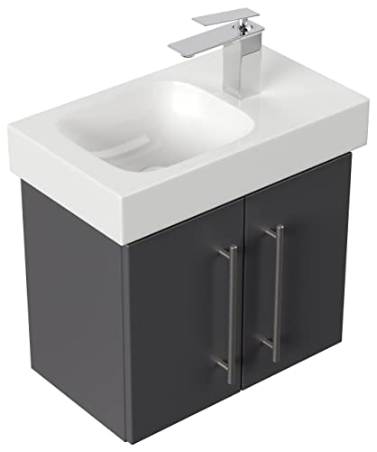 emotion ICONXS53CMRECHTS000104DE - Lavabo con mobiletto, in Legno, 53 x 41 x 29,6 cm, Colore: Antracite Lucido