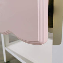 M&Z - Comodino bianco e rosa, in legno, con 1 cassetto, mobile portaoggetti, tavolo da notte, 45,7 x 35,5 x 49 cm