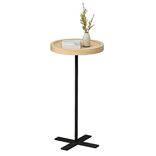 JCNFA TAVOLI Tavolo A Divano In Legno Massello, Tavolino Da Stoccaggio Rotondo, Caffè Moderno Tavolino Da Caffè Per Soggiorno E Camera Da Letto, Quadrato / Rotond(Size:11.02*11.02*21.65in,Color:legna)