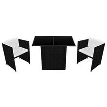 FAMIROSA Set da Bistrot 3 pz con Cuscini in Polyrattan Nero-2484