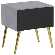 Comodino velluto grigio e oro con cassetto Flayat