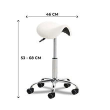 CLP Sgabello Lavoro Reno In Similpelle I Sgabello Pc A Sella Imbottito Regolabile 53-68 CM E Girevole Base In Metallo, Colore:bianco