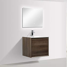 Mobile da bagno sospeso Freya 600 effetto legno - cassetto con illuminazione a LED - specchio opzionale, Specchio:Senza specchio