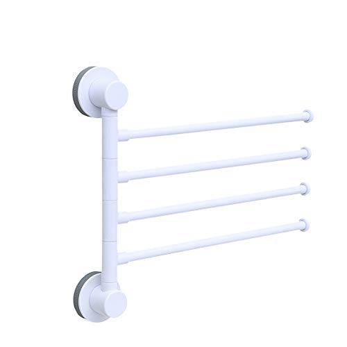 DXIA Portasciugamani Girevole a 180°, ruotano 4 Porta Asciugamani Asciugamano Rack Bar, Senza forare, con 5 Braccia, da Bagno,Cucina, Semplice ed Elegante (Nero)