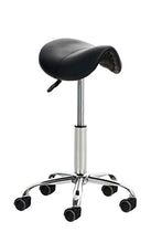 CLP Sgabello Lavoro Reno In Similpelle I Sgabello Pc A Sella Imbottito Regolabile 53-68 CM E Girevole Base In Metallo, Colore:nero