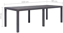 Tomaino Tavolo da Giardino allungabile in plastica Rattan 140/220 x 90 x 72h cm (Antracite)