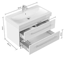 emotion Lavabo con mobiletto, Legno, Bianco Lucido, 90, 2 unità