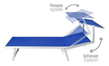 VERDELOOK Lettino da Mare con Parasole, Struttura in Alluminio Telo in textilene, 186x61x38 cm, Blu