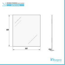 Inbagno Specchio con Lampada LED Reversibile, COMPLETA di luce LED cromata da 30 cm a risparmio energetico (Luce Naturale, 50x60 Reversibile)