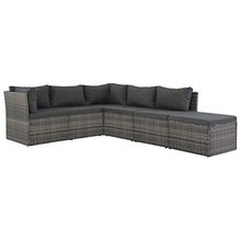 vidaXL Set Divani da Giardino 4 pz con Cuscini Polyrattan Grigio Sofa Esterni