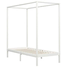 Lasamot Struttura Letto in Legno di Pino con 2 cassetti, Struttura a baldacchino per zanzariera, Staffa per Montante, Adatta per Materasso 90x200 cm (Materasso Non Incluso), Bianca