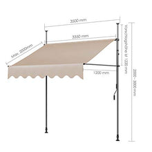 MVPower Tenda da Sole 350 x 120 x 200-300cm Parasole Avvolgibile a Barra Quadra con Gambe, Regolabile in Altezza, per Esterno, Giardino, Balcone Terrazza, Beige