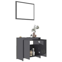 mewmewcat Set di 2 mobili da Bagno con Specchio a Parete, unità da Pavimento sotto Il lavandino, Grigio
