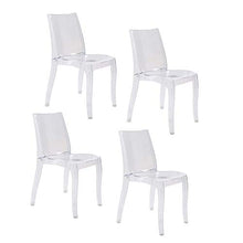 Mediawave Store - Set 4 pz Sedia CRYSTAL LIGHT Design Trasparente in Policarbonato Sedia da Sala da Pranzo, Sedia Trasparente, Per Casa, Arredo Bar o Locale, Sedie in Policarbonato Trasparente