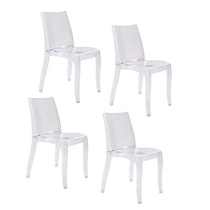 Mediawave Store - Set 4 pz Sedia CRYSTAL LIGHT Design Trasparente in Policarbonato Sedia da Sala da Pranzo, Sedia Trasparente, Per Casa, Arredo Bar o Locale, Sedie in Policarbonato Trasparente