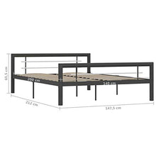 mewmewcat Giroletto con Struttura in Metallo Grigio e Bianco, giroletto in Metallo per Camera da Letto Stile Moderno Pratico Famiglia 212 x 147,5 x 65,5 cm