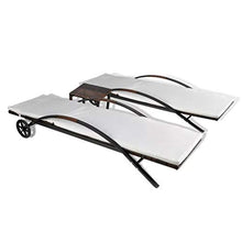 Set Mobili da Giardino 2 Sedie a Sdraio e Tavolino Lettino Prendisole in Polyrattan Marrone