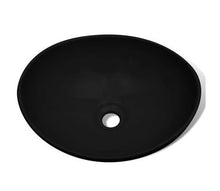 SENLUOWX Lavabo Ovale in Ceramica, Nero, 400 x 330 x 135 mm (L x P x A)