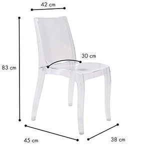 Mediawave Store - Set 4 pz Sedia CRYSTAL LIGHT Design Trasparente in Policarbonato Sedia da Sala da Pranzo, Sedia Trasparente, Per Casa, Arredo Bar o Locale, Sedie in Policarbonato Trasparente