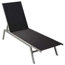 Goliraya Lettino Prendisole Reclinabile Acciaio e Textilene Nero,Sedia a Sdraio da Giardino Reclinabile in Acciaio,Lettino da Sole Reclinabile,Lettino da Giardino Reclinabile 200x58x32 cm