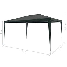 mewmewcat Tenda Gazebo Aperto da Giardino Esterno Impermeabile, Tendone per Feste in PE 3x4 m Verde