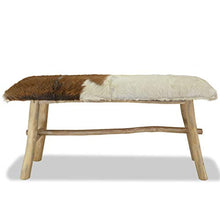 vidaXL Panca in Vera Pelle e Teak Panchina Seduta Ingresso Salone Arredo Casa