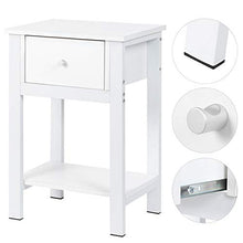 Comodino per Camera da Letto, Tavolino d'Appoggio con Cassetto in Legno Comodini da Notte Organizzatore da Letto, Bianco, 40.2x30.2x60.5 cm